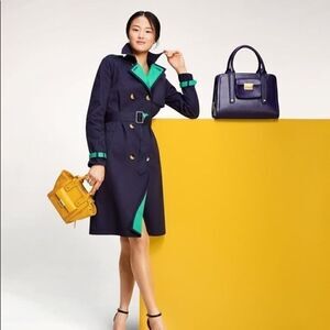 3.1 Phillip Lim Target XXO Navy blue Green Trench jacket coat